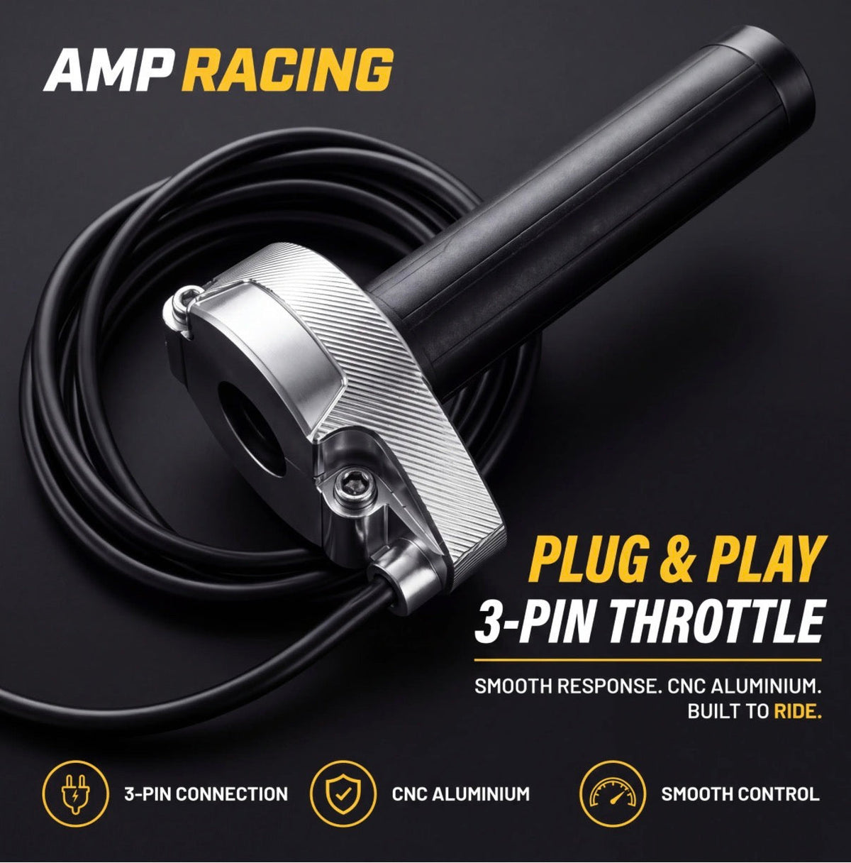 AMP CNC 3-pin throttle shown in silver
